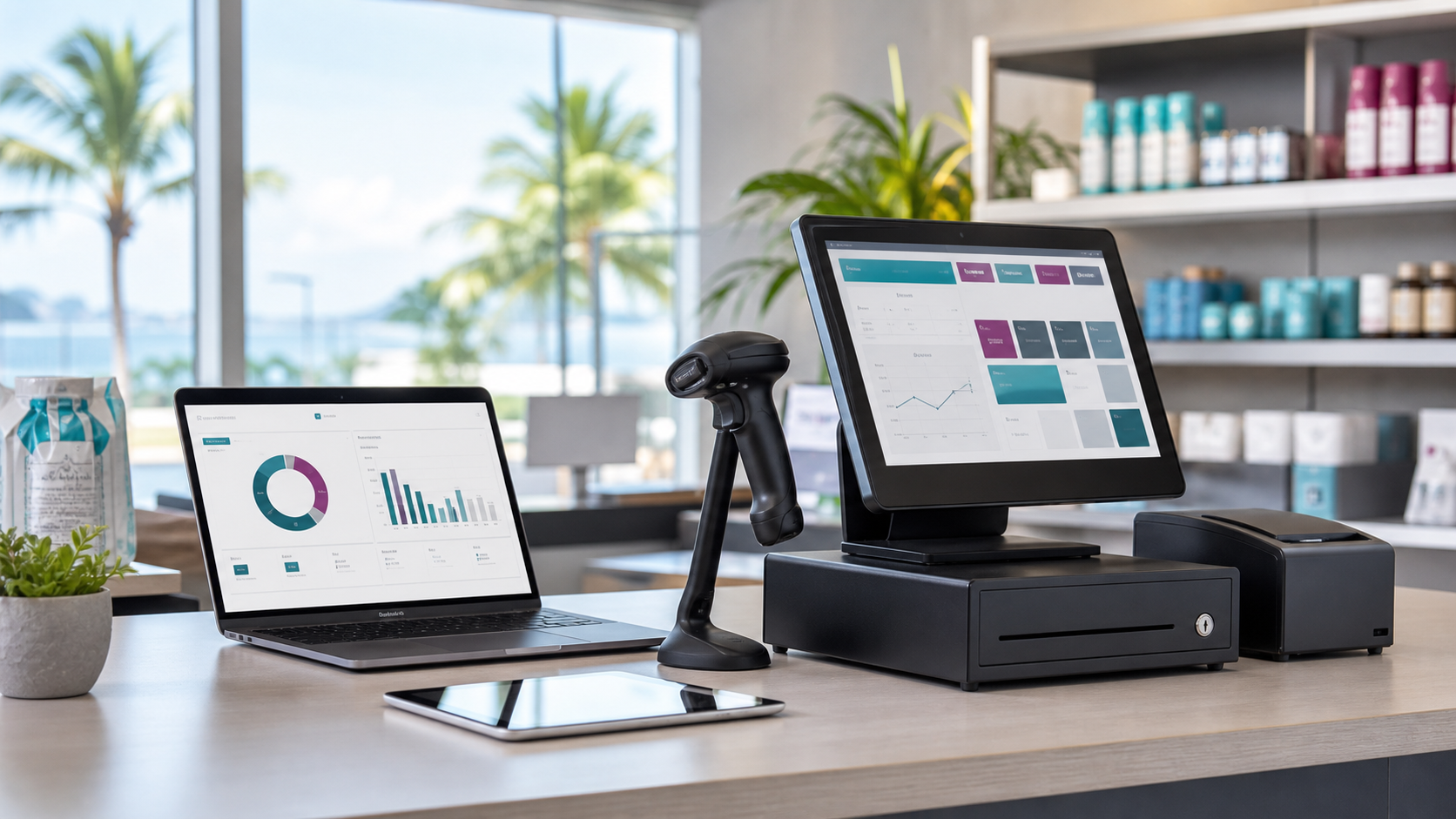 Sistema empresarial, punto de venta y equipos conectados